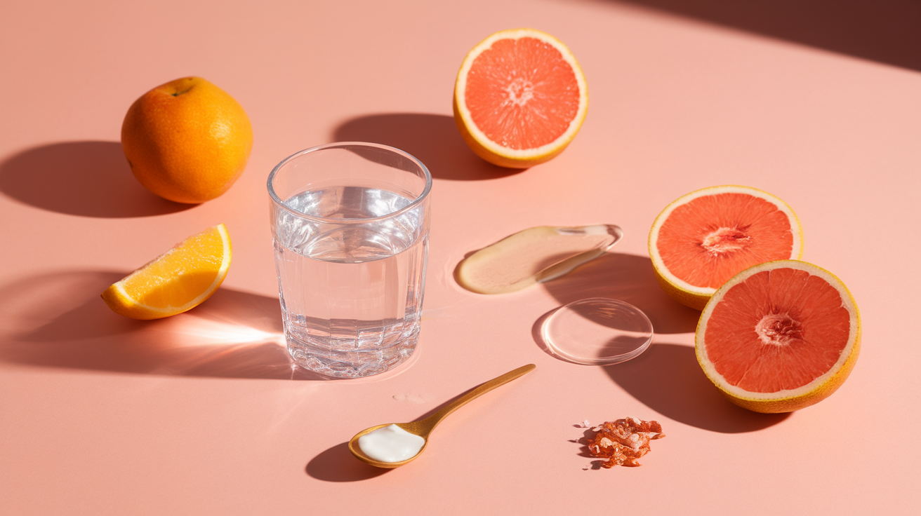 Femeie cu piele sănătoasă și strălucitoare care se uită în oglindă